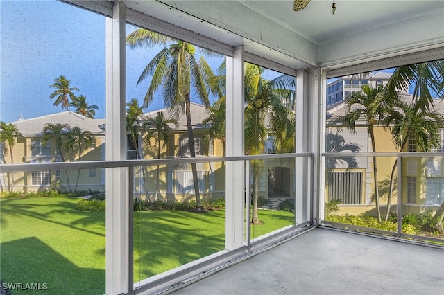 view of unfurnished sunroom