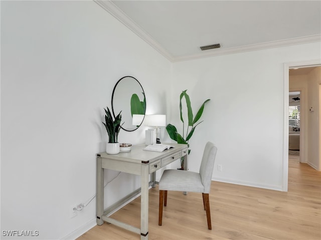 2601 Gulf Shore Blvd N Unit 34, Naples, FL 34103 - office area featuring ornamental molding and light wood finished floors