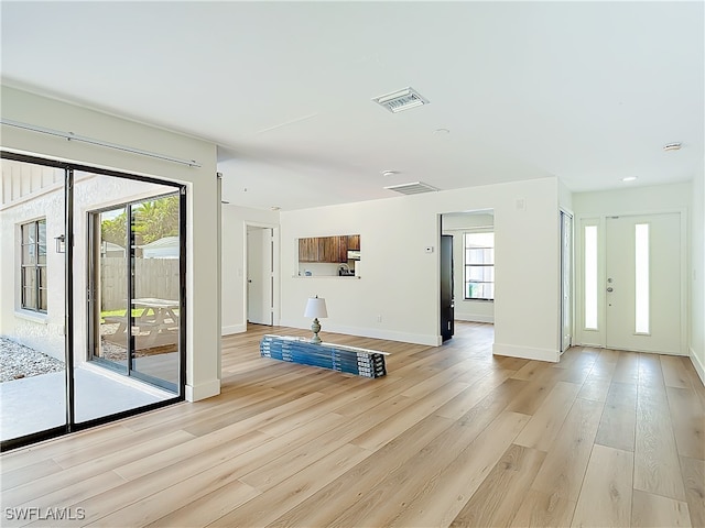 unfurnished living room featuring light hardwood / wood-style floors