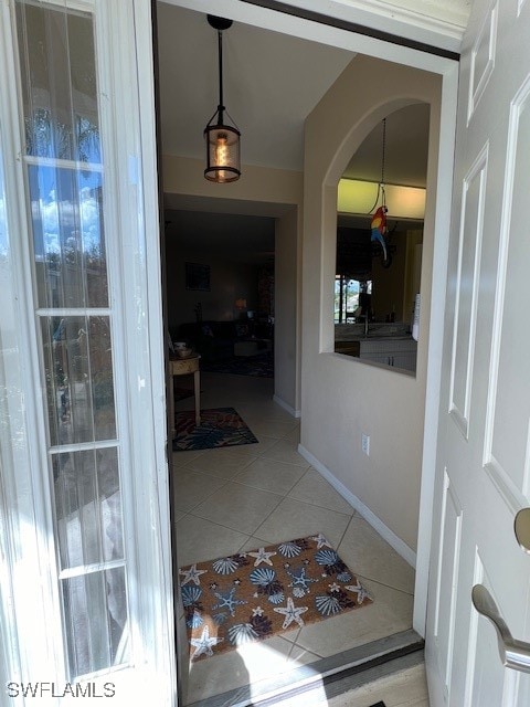 interior space with tile patterned floors