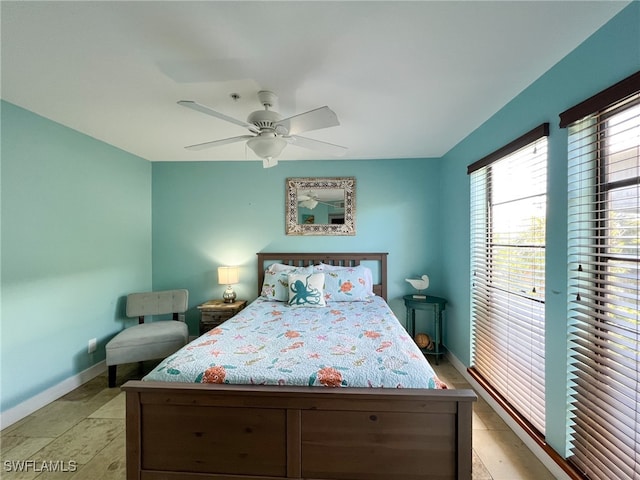 bedroom featuring ceiling fan