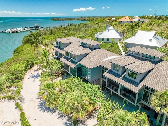 view from above of property featuring a large body of water