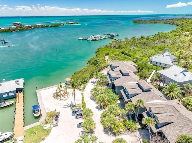 aerial view of a nearby body of water