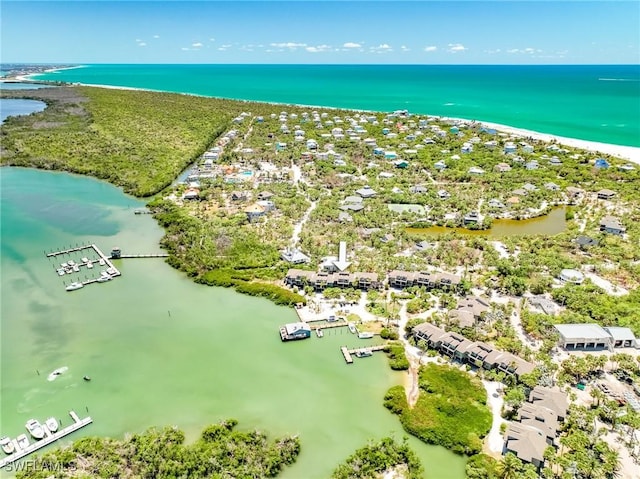 aerial view of a nearby body of water