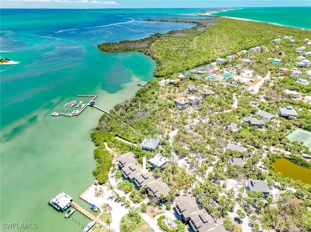 aerial view of a nearby body of water