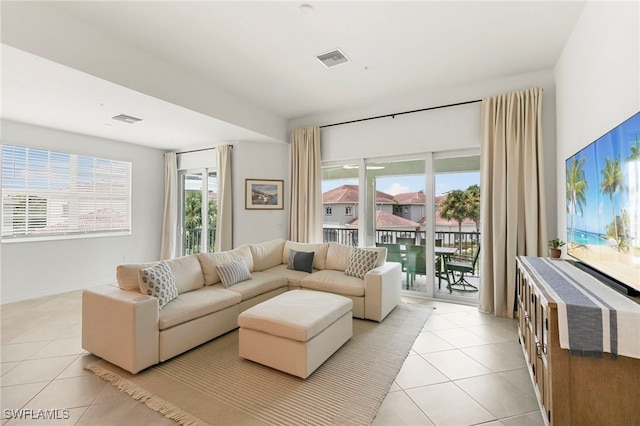 view of tiled living room