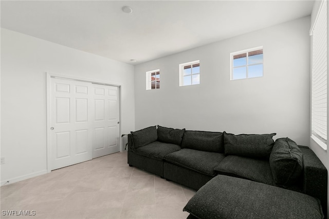 view of tiled living room