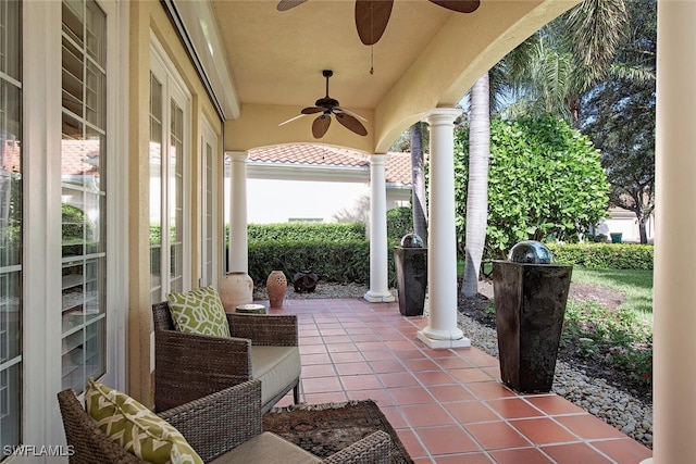 view of patio / terrace with ceiling fan