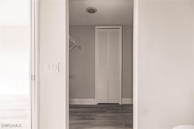 walk in closet with hardwood / wood-style floors