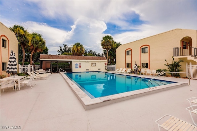 view of pool with a patio area