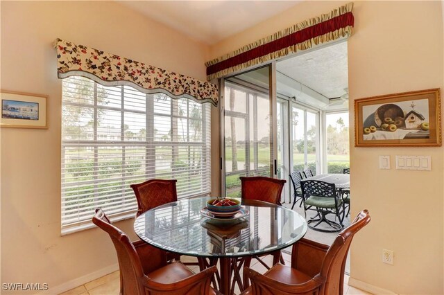 tiled dining room featuring a wealth of natural light