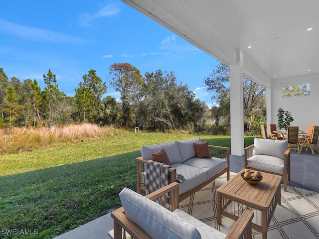 view of patio / terrace featuring an outdoor hangout area