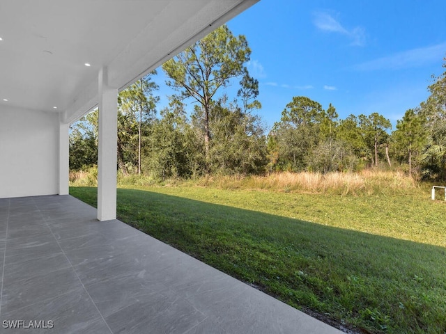 view of yard with a patio area