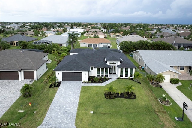 drone / aerial view with a residential view