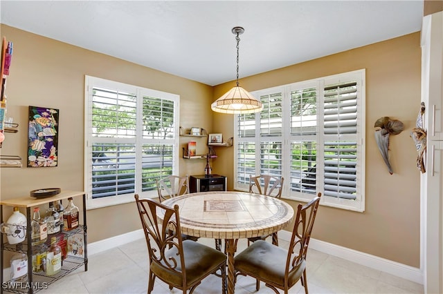 tiled dining room featuring a wealth of natural light