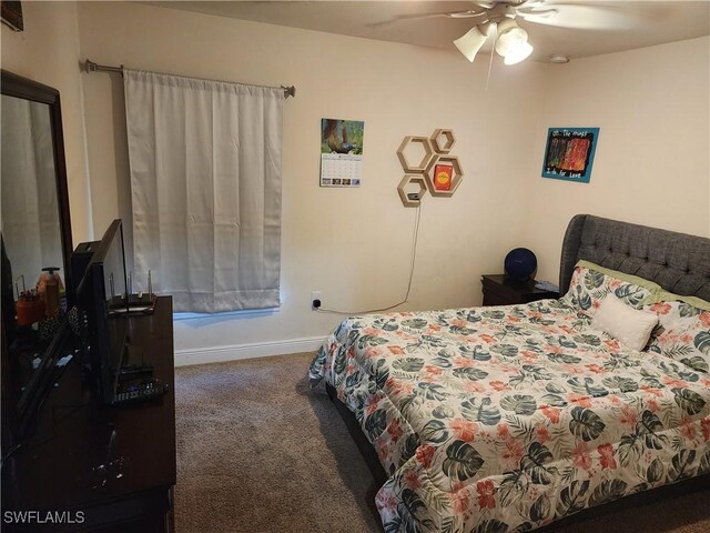 915 Alvin Ave, Lehigh Acres, FL 33971 - bedroom featuring a ceiling fan, carpet, and baseboards