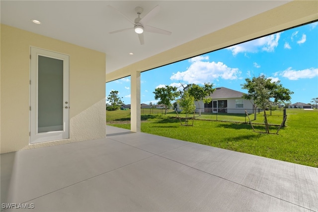 view of patio with ceiling fan