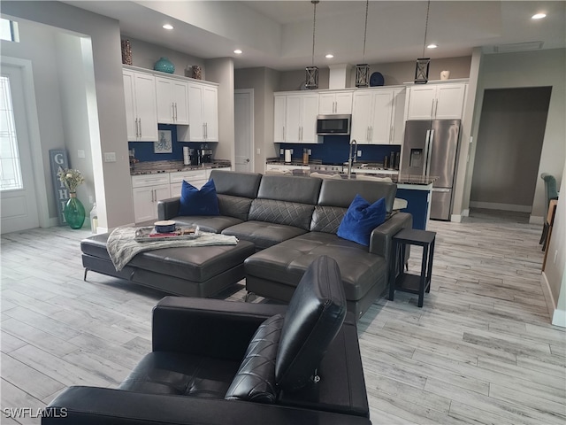 living room featuring light hardwood / wood-style flooring