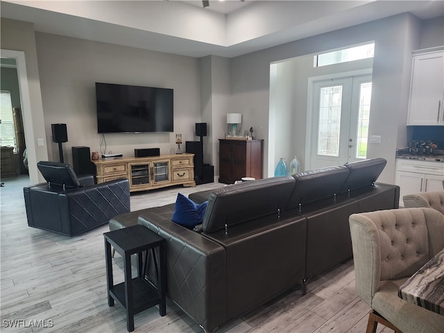 living room featuring light hardwood / wood-style flooring