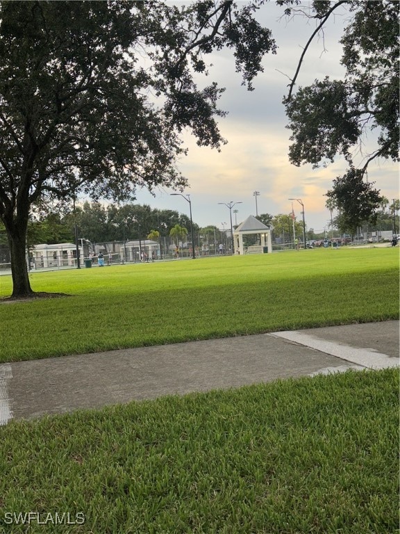 view of community with a yard and a gazebo