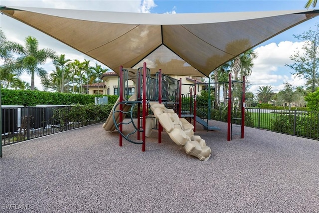 communal playground with fence