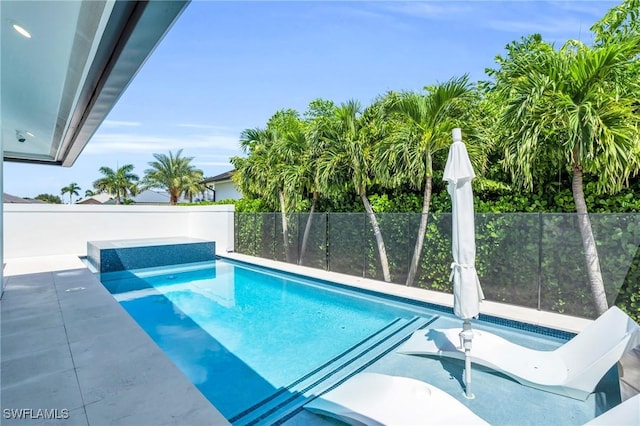 view of pool featuring a fenced in pool and a fenced backyard