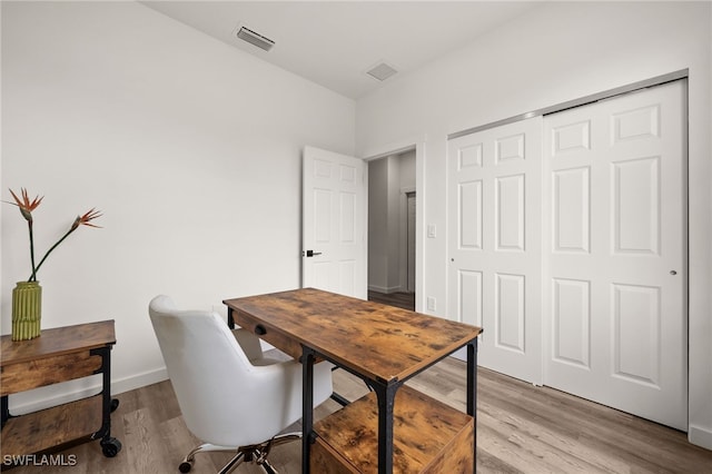 office featuring light hardwood / wood-style floors