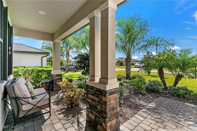 view of patio with covered porch