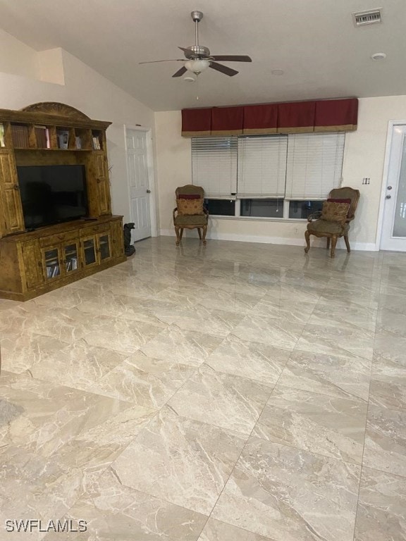 living room with ceiling fan