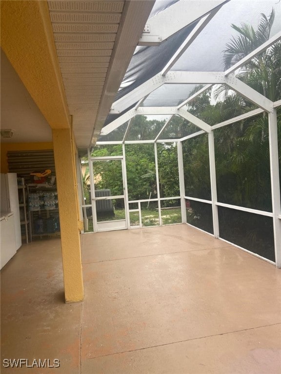 view of patio with a lanai