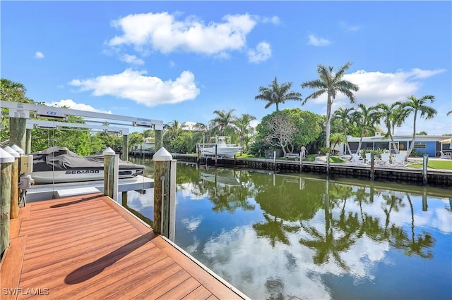 view of dock featuring a water view