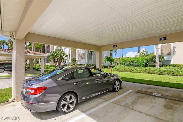 exterior space featuring a carport