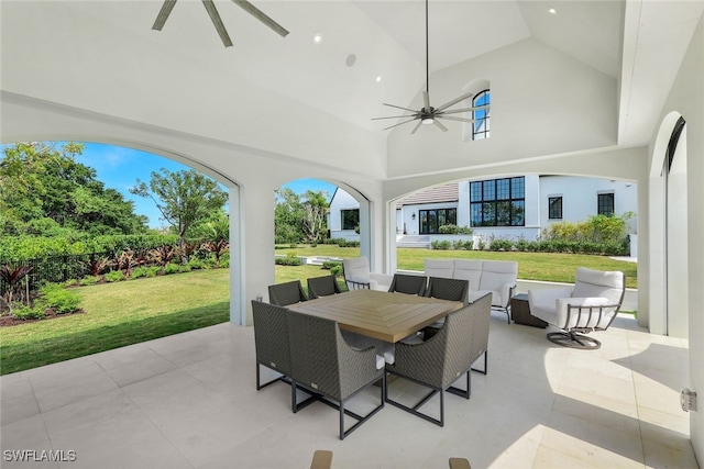 view of patio / terrace featuring ceiling fan