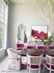 dining space featuring an inviting chandelier