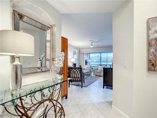 hallway with light tile patterned flooring