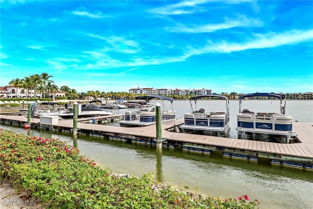 dock area featuring a water view