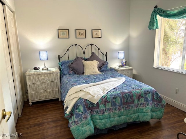 bedroom featuring dark wood-type flooring