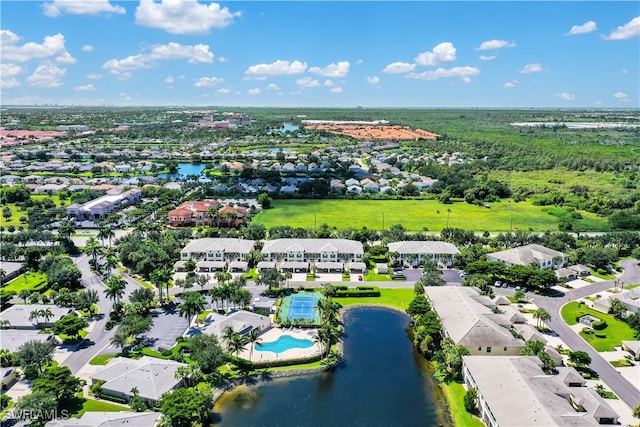 bird's eye view featuring a water view