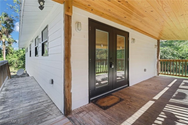 doorway to property with french doors