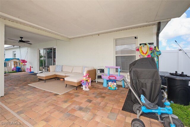 view of patio / terrace with outdoor lounge area and ceiling fan