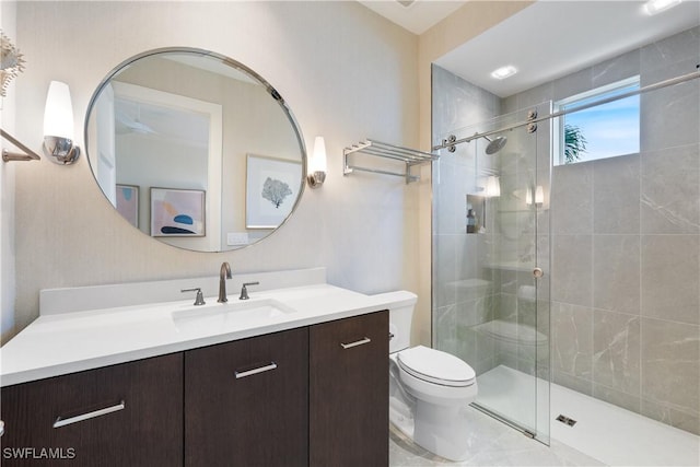 4220 Crayton Rd, Naples, FL 34103 - bathroom with vanity, toilet, and a shower stall