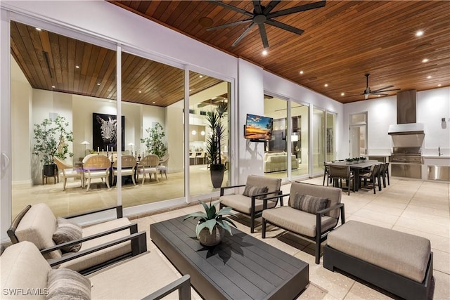 4220 Crayton Rd, Naples, FL 34103 - view of patio / terrace with outdoor dining space, outdoor lounge area, a ceiling fan, and area for grilling