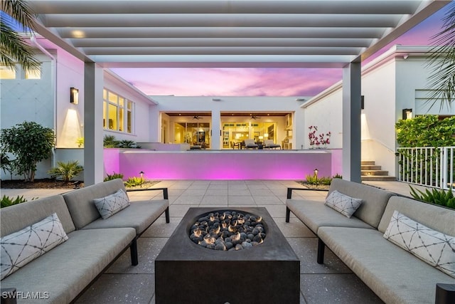 4220 Crayton Rd, Naples, FL 34103 - view of patio / terrace with an outdoor living space with a fire pit and ceiling fan