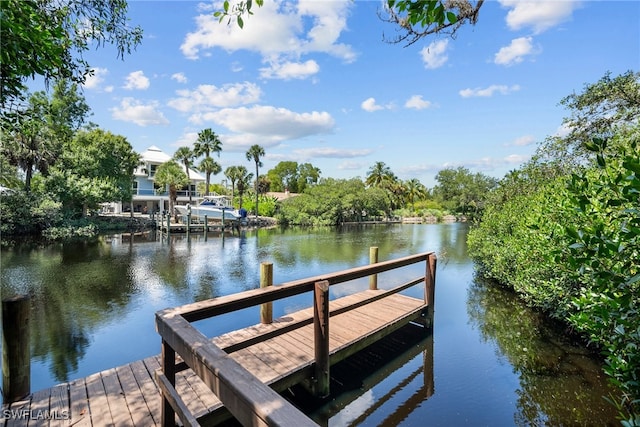 view of dock featuring a water view