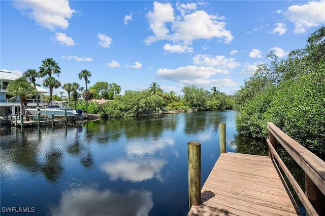 dock area featuring a water view