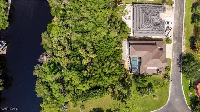 bird's eye view featuring a water view