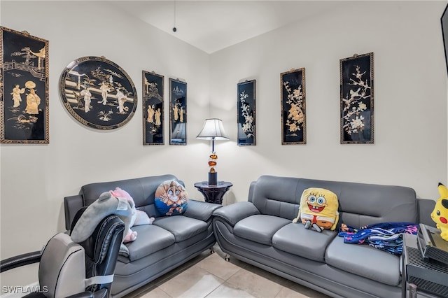 view of tiled living room