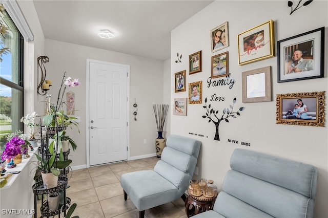 interior space featuring light tile patterned floors