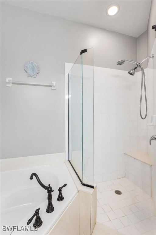 bathroom with plus walk in shower