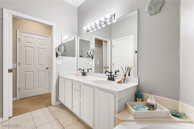 bathroom with vanity and tile patterned floors